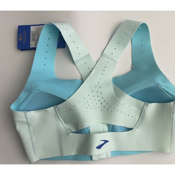 Brooks 30C/D Dare Zip Front Run Bra 2.0 Ice Blue Vivid Teal Molded Sports Bra - Picture 7 of 9